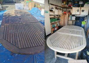 aerogommage table avant-après