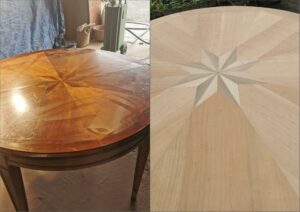 aerogommage table avant-après